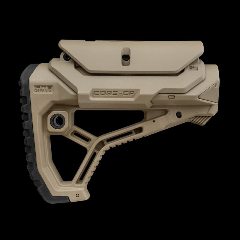 GL Core Collapsible AR15 Buttstock With Cheekriser Tan