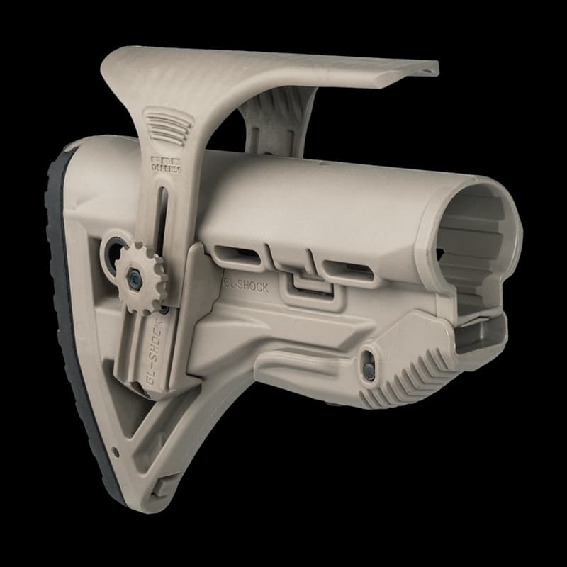 GL Shock Collapsible AR15 Buttstock With Cheekriser Tan