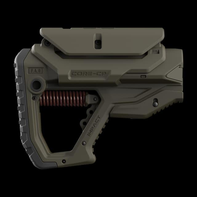 GL Core Impact Collapsible AR15 Buttstock With Cheekriser Green