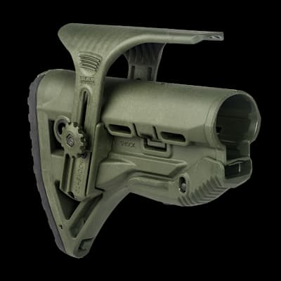 GL Shock Collapsible AR15 Buttstock With Cheekriser Green