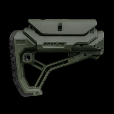 GL Core Collapsible AR15 Buttstock With Cheekriser Green